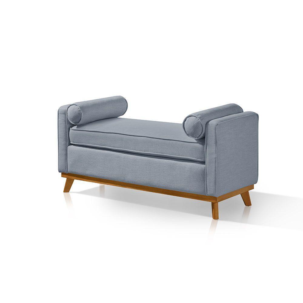 Recamier Italia 1,00m Com Base Madeira Linho Sofatec Azul - 2