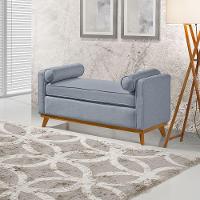 Recamier Italia 1,00m Com Base Madeira Linho Sofatec Azul - 1