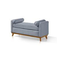 Recamier Italia 1,00m Com Base Madeira Linho Sofatec Azul - 2