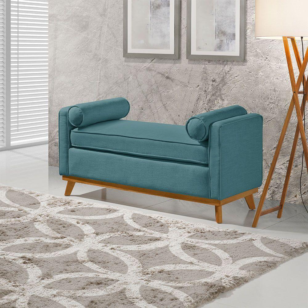 Recamier Italia 1,50m Com Base Madeira Linho Sofatec Verde - 1