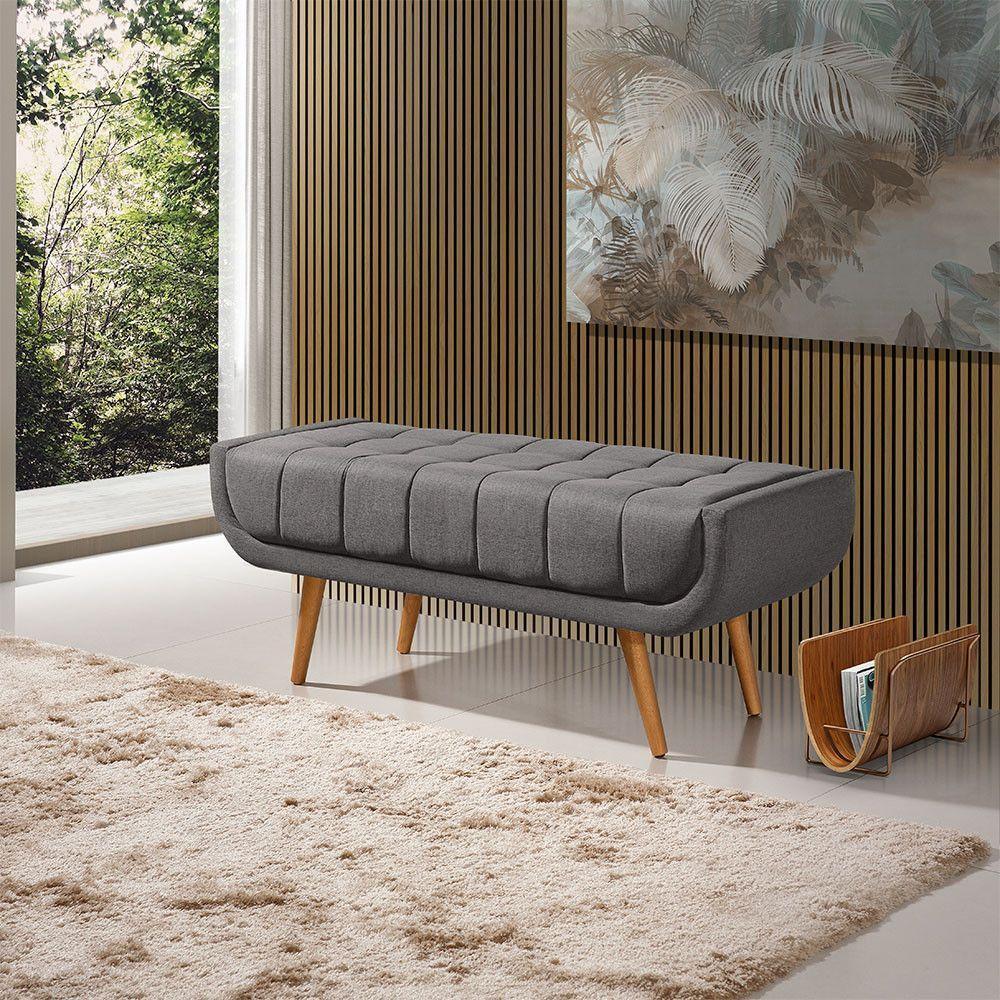 Recamier França 1,50m Com Base Madeira Linho Sofatec Grafite - 1