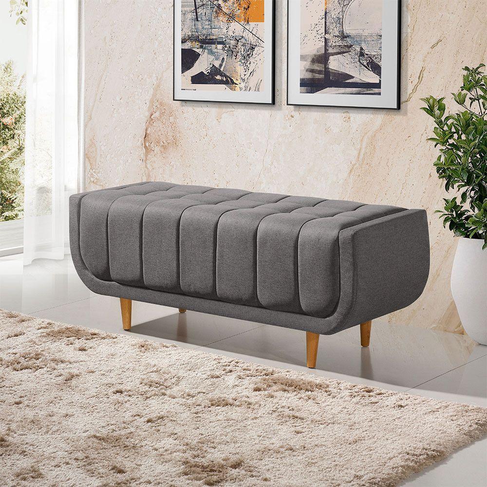 Recamier Alemanha 1,50m Com Base Madeira Linho Sofatec Grafite - 1