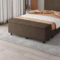 Baú Sapateira Estofada Casal Queen Size 160 Cm Marte Veludo Skybox Marrom - 1