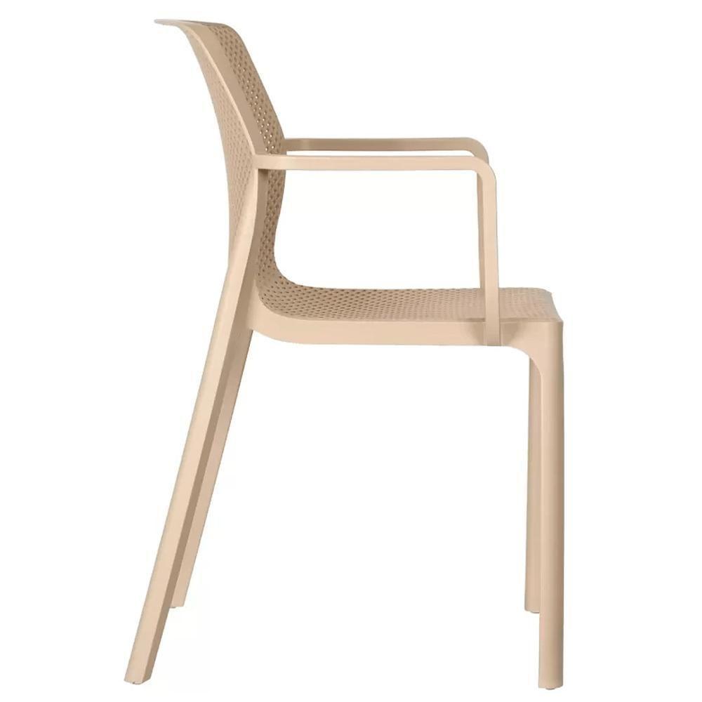 Kit 4 Cadeiras Com Braços Empilhavel Inmetro Sardenha Vega Fratini Polipropileno Fendi - 3