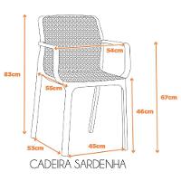 Kit 4 Cadeiras Com Braços Empilhavel Inmetro Sardenha Vega Fratini Polipropileno Fendi - 6