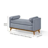 Recamier Italia 1,50m Com Base Madeira Linho Sofatec Azul - 5