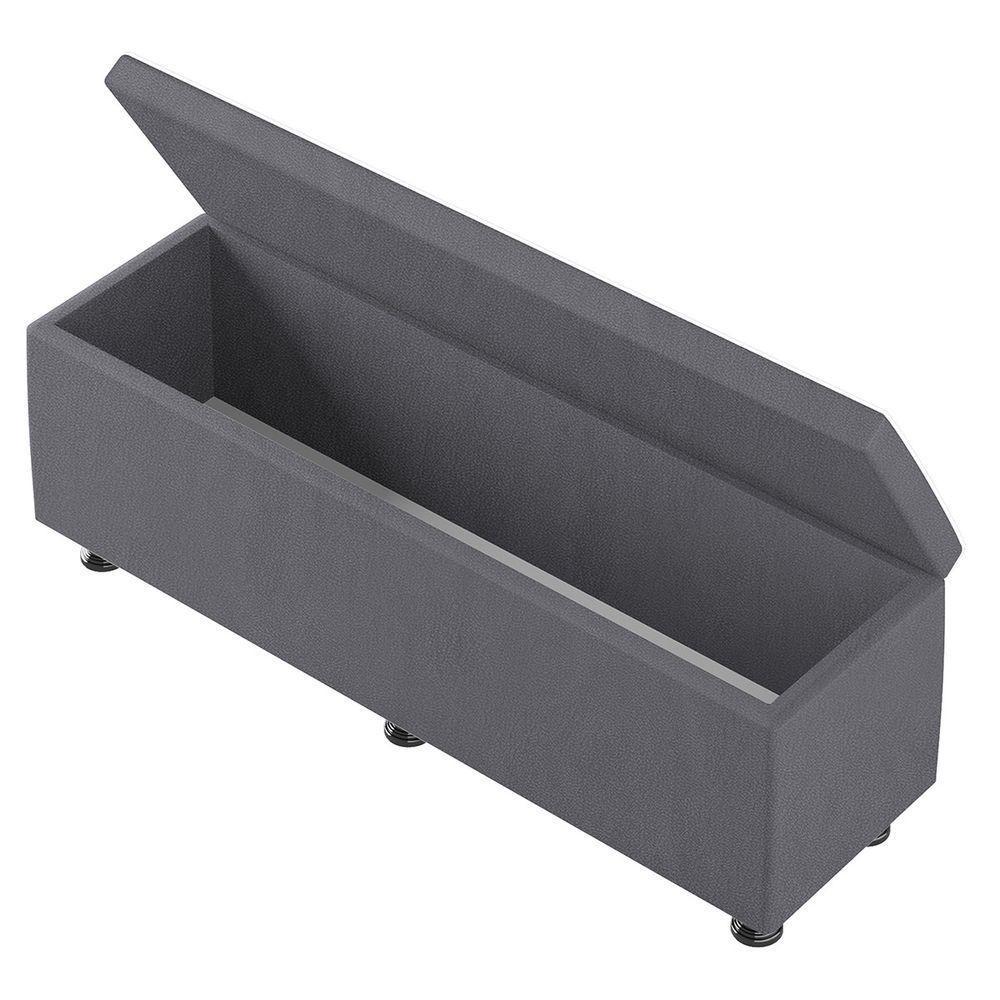 Baú Sapateira Estofada Casal 140 Cm Júpiter Corino Skybox Cinza - 3