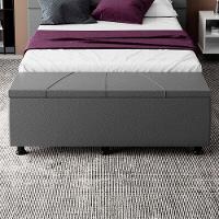 Baú Sapateira Estofada Casal 140 Cm Júpiter Corino Skybox Cinza