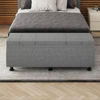 Baú Sapateira Estofada Casal 140 Cm Venus Linho Skybox Cinza - 2