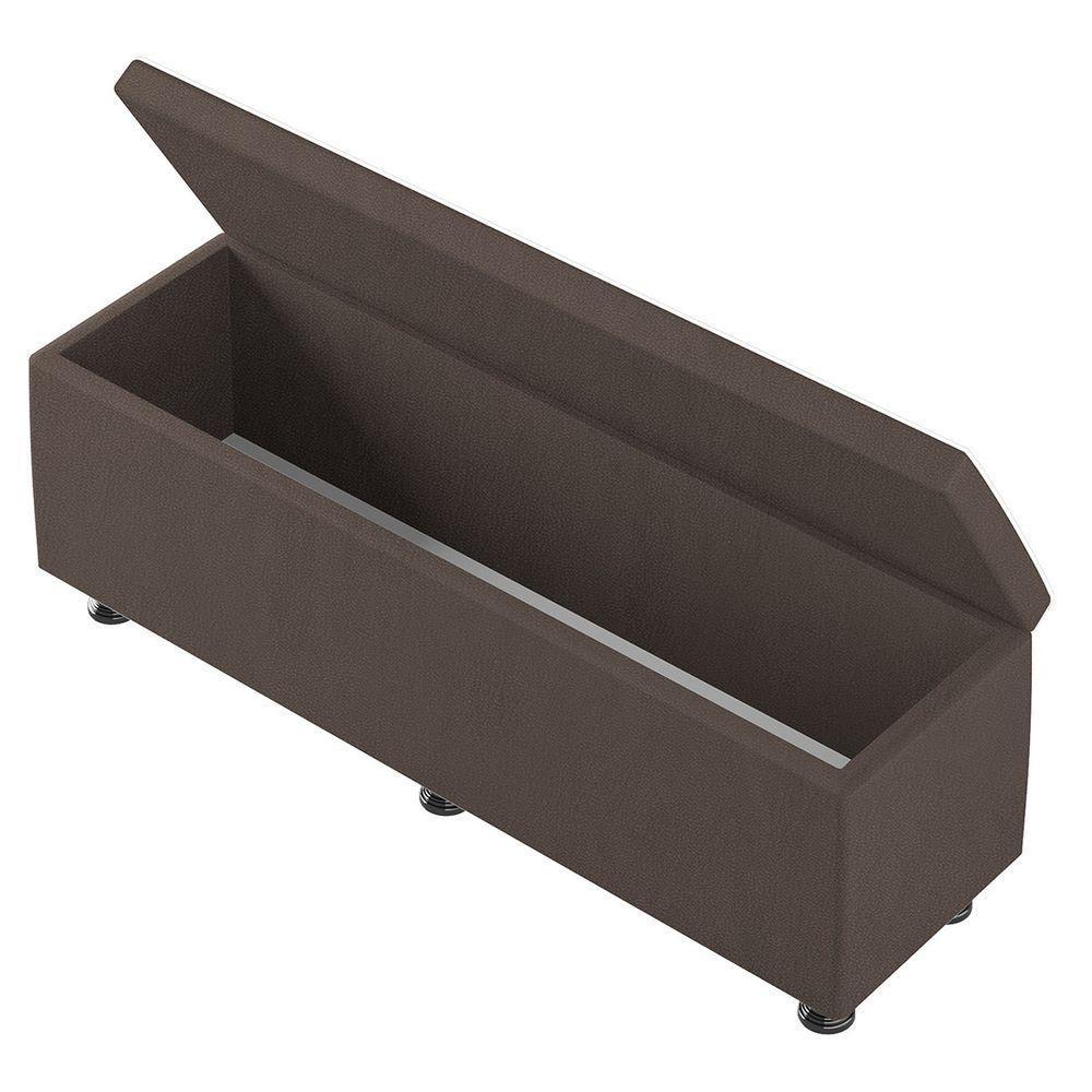 Baú Sapateira Estofada Casal 140 Cm Júpiter Corino Skybox Marrom - 2