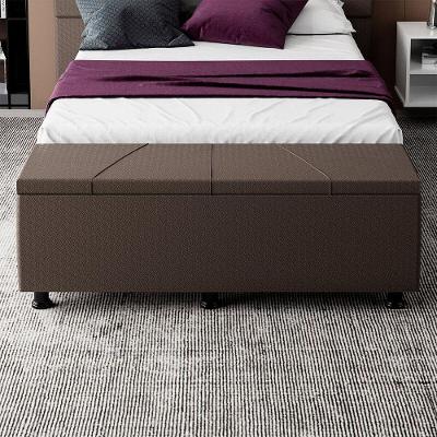 Baú Sapateira Estofada Casal 140 Cm Júpiter Corino Skybox Marrom