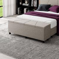 Baú Sapateira Estofada Casal 140 Cm Júpiter Linho Skybox Marrom - 1