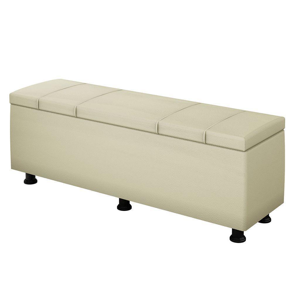 Baú Sapateira Estofada Casal 140 Cm Venus Corino Skybox Bege - 2
