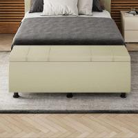 Baú Sapateira Estofada Casal 140 Cm Venus Corino Skybox Bege - 4