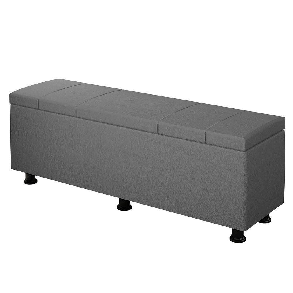 Baú Sapateira Estofada Casal 140 Cm Venus Corino Skybox Cinza - 2