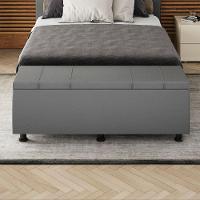 Baú Sapateira Estofada Casal 140 Cm Venus Corino Skybox Cinza - 4