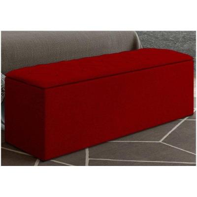 Calçadeira Baú 160Cm Paris Js Móveis Suede Amassado Vermelho
