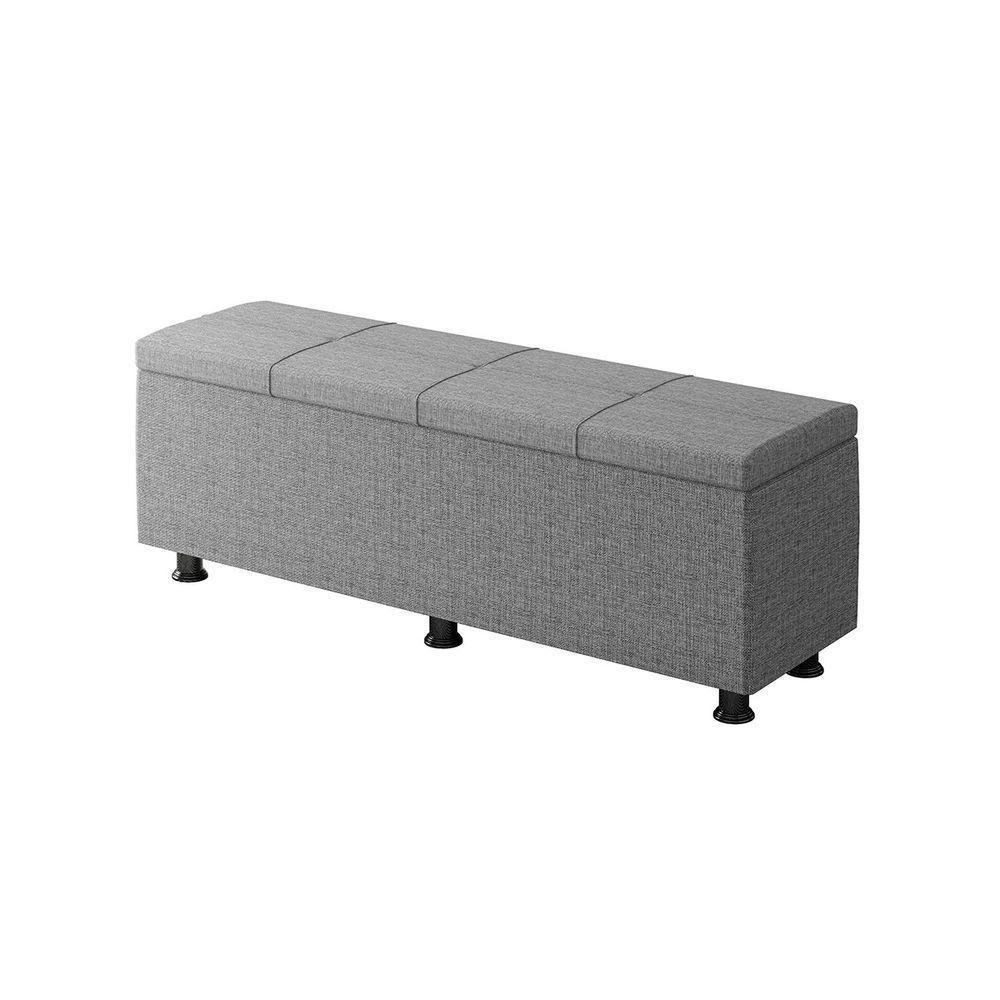 Baú Sapateira Estofada Casal King Size 195 Cm Marte Linho Skybox Cinza - 4