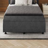 Baú Sapateira Estofada Casal Queen Size 160 Cm Venus Veludo Skybox Preto