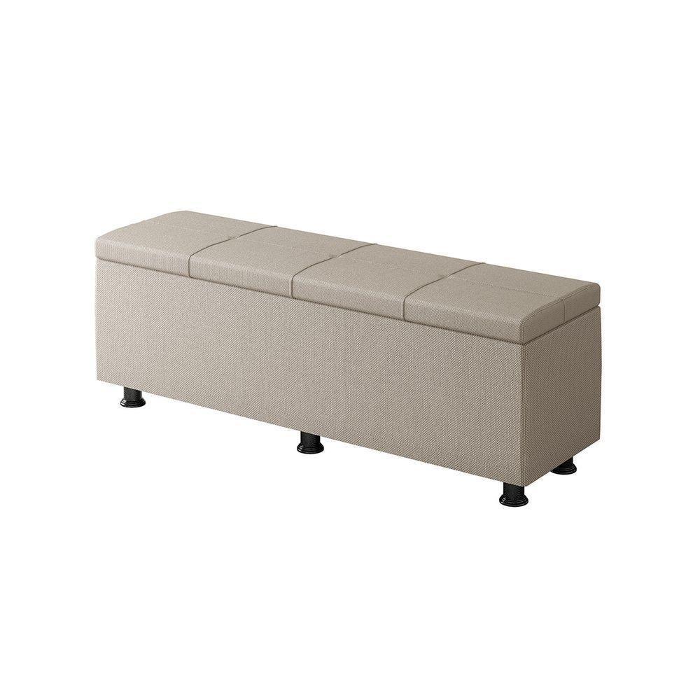 Baú Sapateira Estofada Casal King Size 195 Cm Marte Linho Skybox Bege - 4