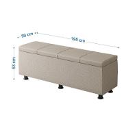 Baú Sapateira Estofada Casal King Size 195 Cm Marte Linho Skybox Bege - 2