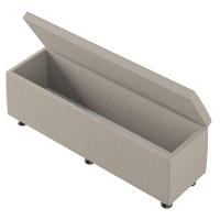 Baú Sapateira Estofada Casal King Size 195 Cm Marte Linho Skybox Bege - 5