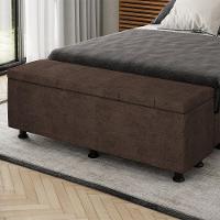 Baú Sapateira Estofada Casal Queen Size 160 Cm Venus Veludo Skybox Marrom - 1