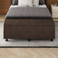 Baú Sapateira Estofada Casal Queen Size 160 Cm Venus Veludo Skybox Marrom