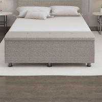 Baú Sapateira Estofada Casal 140 Cm Terra Linho Skybox Marrom