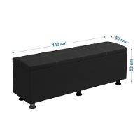 Baú Sapateira Estofada Casal 140 Cm Terra Corino Skybox Preto