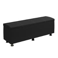 Baú Sapateira Estofada Casal 140 Cm Terra Corino Skybox Preto - 9