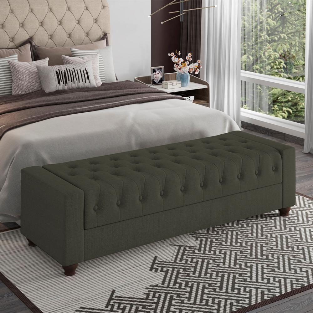 Recamier Calçadeira Bau 140 Cm Pes Mdf Parri Linho Sl 74 Peer Sl 74 - 2