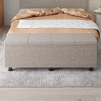 Baú Sapateira Estofada Casal King Size 195 Cm Marte Linho Skybox Marrom - 6