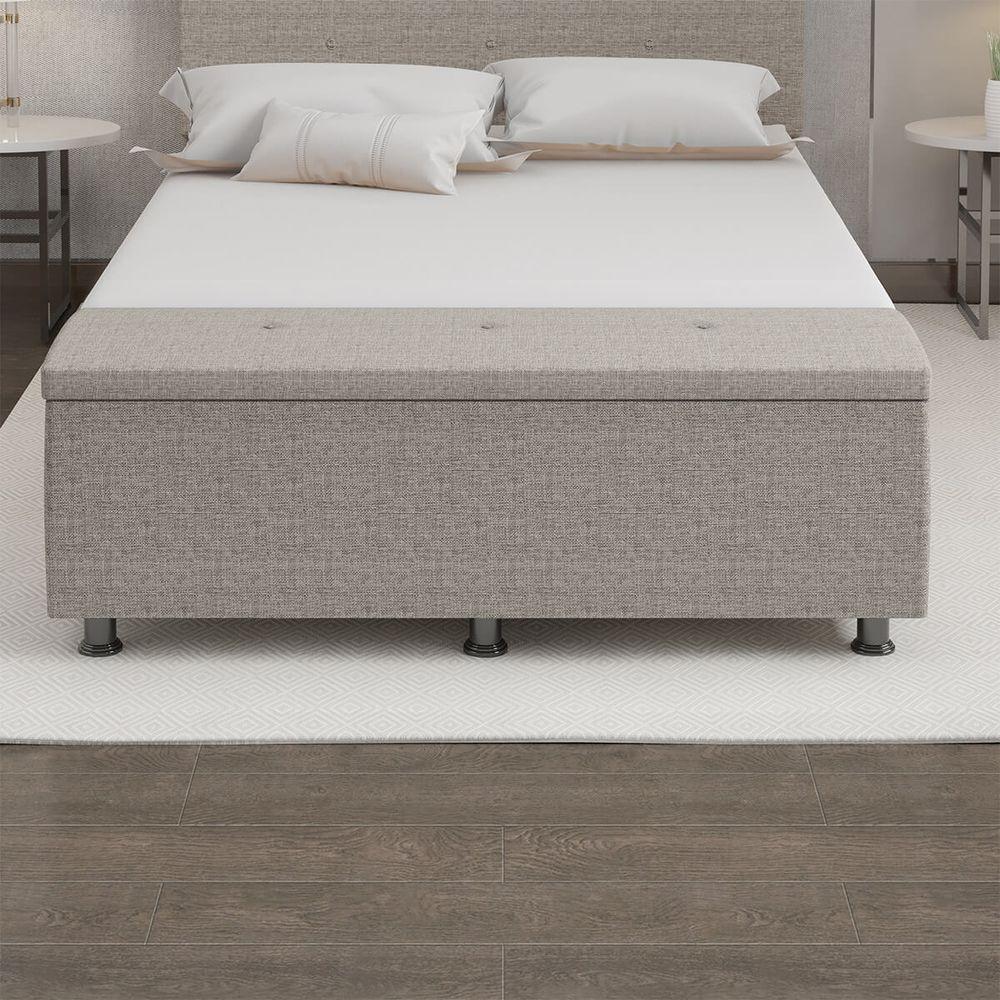 Baú Sapateira Estofada Casal King Size 195 Cm Terra Linho Skybox Marrom - 5