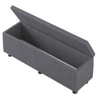 Baú Sapateira Estofada Casal King Size 195 Cm Terra Veludo Skybox Cinza - 6