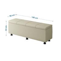Baú Sapateira Estofada Casal 140 Cm Marte Corino Skybox Bege - 2