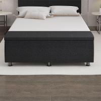 Baú Sapateira Estofada Casal 140 Cm Terra Linho Skybox Preto