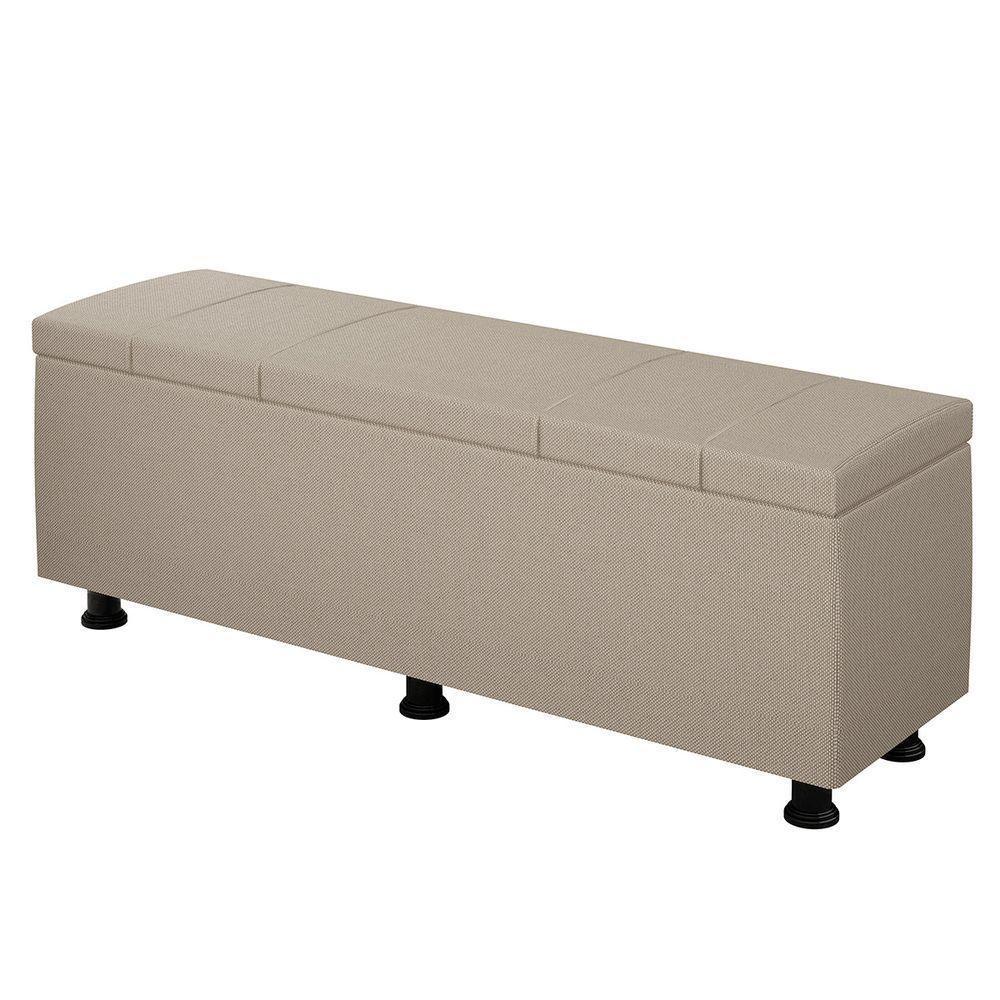 Baú Sapateira Estofada Casal King Size 195 Cm Venus Linho Skybox Bege - 5