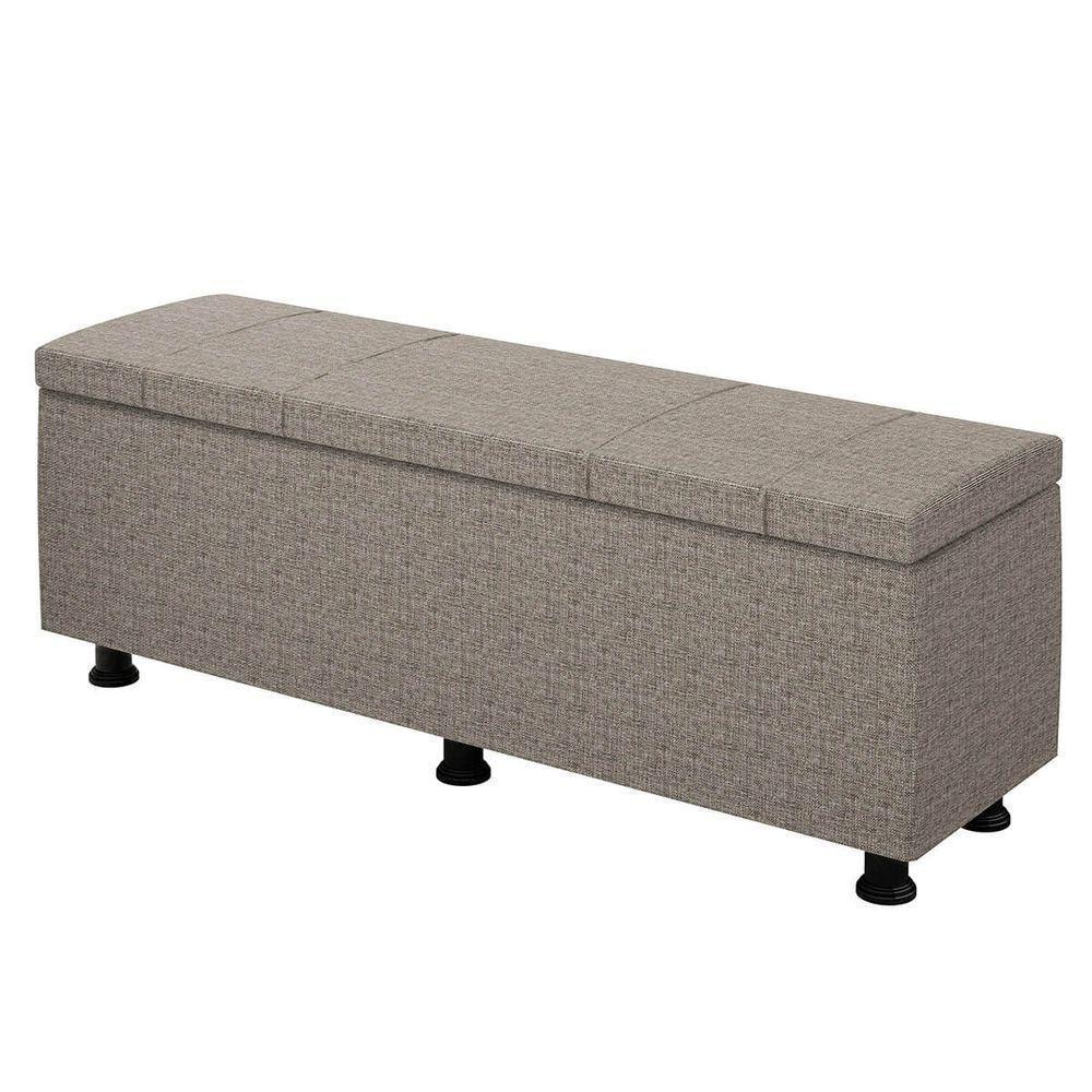 Baú Sapateira Estofada Casal King Size 195 Cm Venus Linho Skybox Marrom - 5