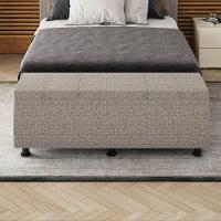 Baú Sapateira Estofada Casal King Size 195 Cm Venus Linho Skybox Marrom - 6