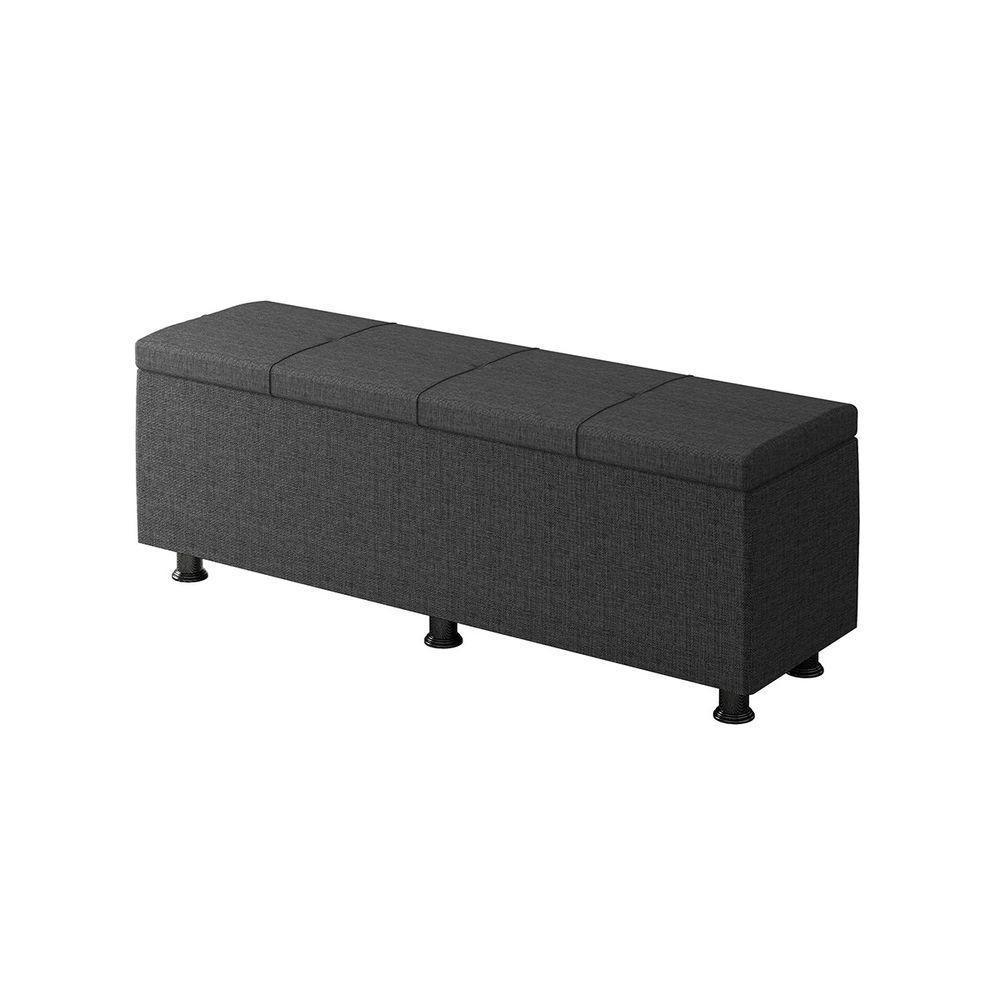 Baú Sapateira Estofada Casal Queen Size 160 Cm Marte Linho Skybox Preto - 4