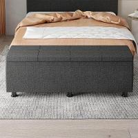 Baú Sapateira Estofada Casal Queen Size 160 Cm Marte Linho Skybox Preto - 6