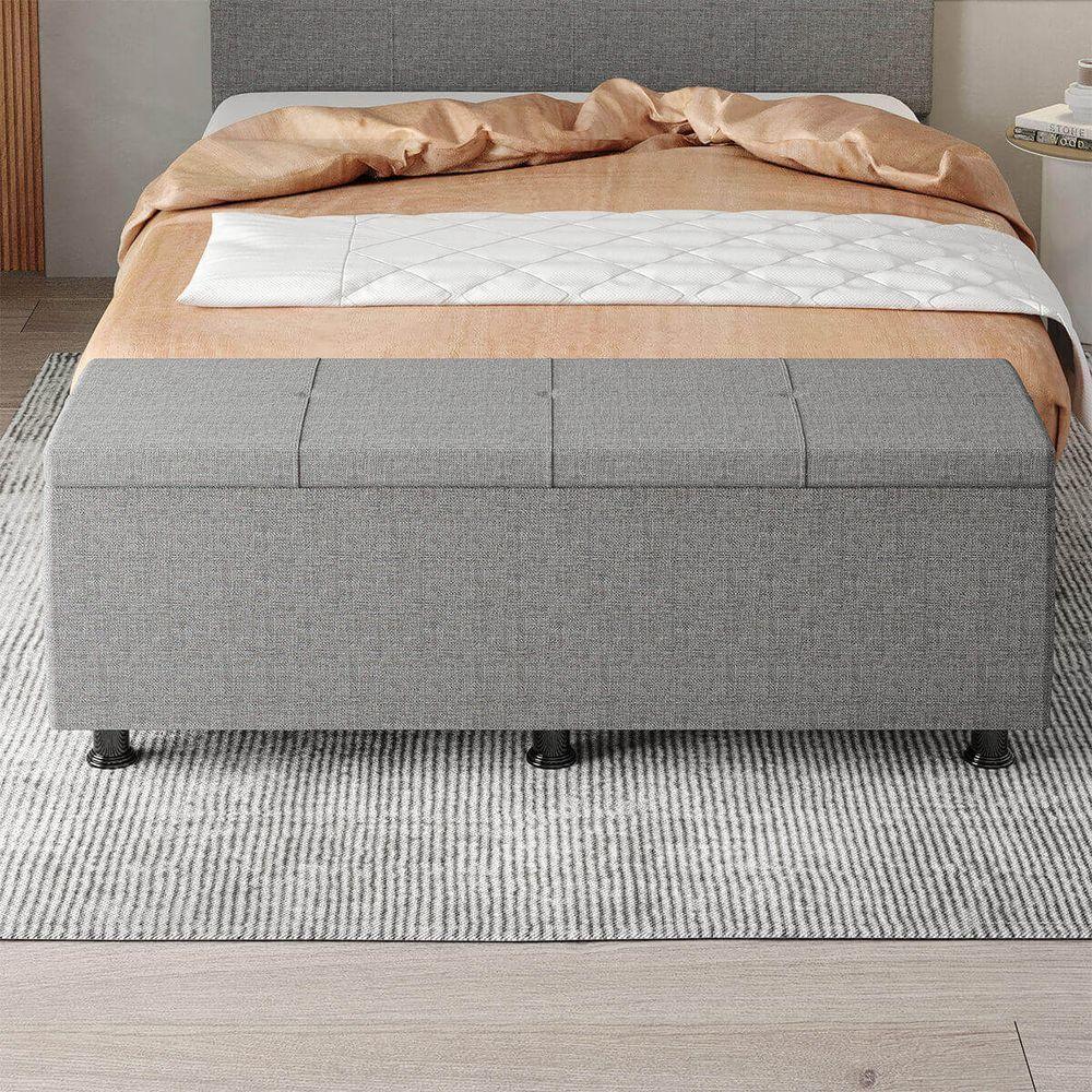 Baú Sapateira Estofada Casal Queen Size 160 Cm Marte Linho Skybox Cinza - 6