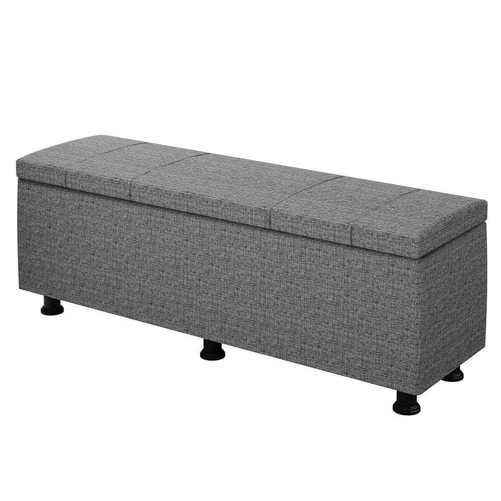 Baú Sapateira Estofada Casal King Size 195 Cm Venus Linho Skybox Cinza - 5