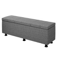 Baú Sapateira Estofada Casal King Size 195 Cm Venus Linho Skybox Cinza - 5