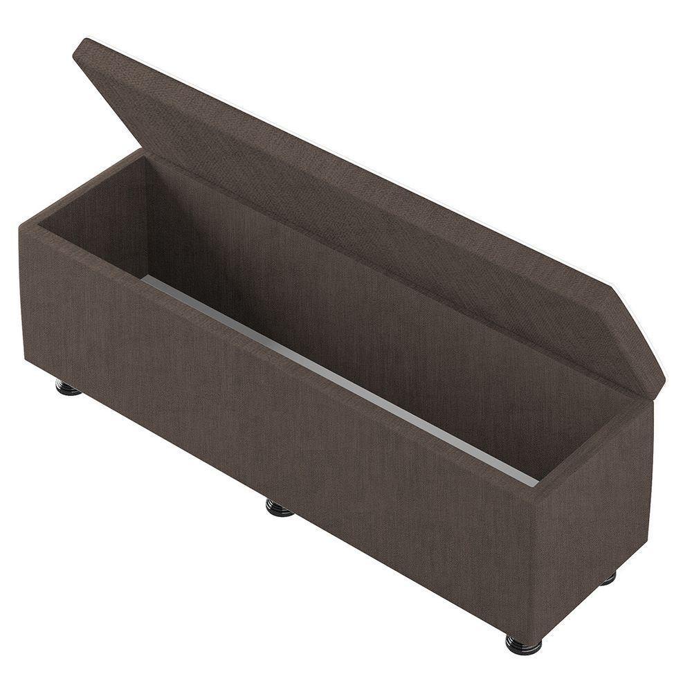 Baú Sapateira Estofada Casal King Size 195 Cm Terra Veludo Skybox Marrom - 4