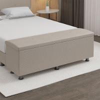 Baú Sapateira Estofada Casal Queen Size 160 Cm Terra Linho Skybox Bege - 1