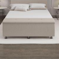 Baú Sapateira Estofada Casal Queen Size 160 Cm Terra Linho Skybox Bege