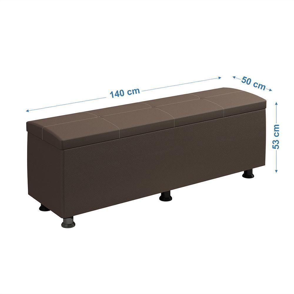 Baú Sapateira Estofada Casal 140 Cm Terra Corino Skybox Marrom - 2