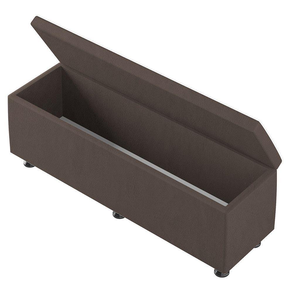 Baú Sapateira Estofada Casal 140 Cm Terra Corino Skybox Marrom - 5